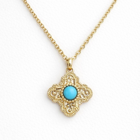 Anthropologie Jewelry - Gold and Turquoise Pendant Necklace